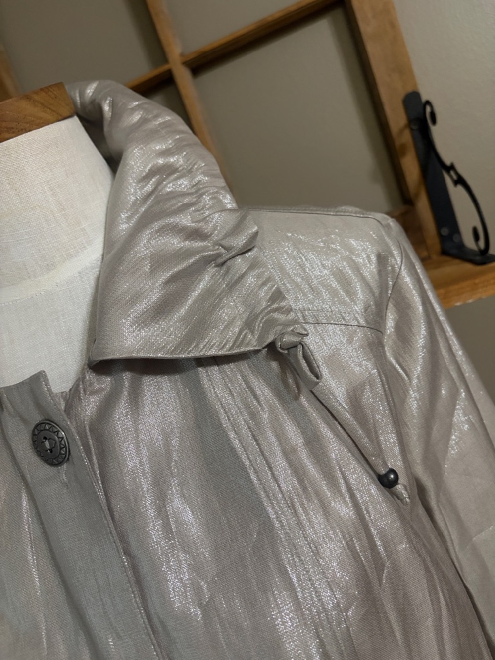 Ruby Rd. Jacket GOLD METALLIC Light Weight Button Down jacket. Size 16 - Picture 5 of 7